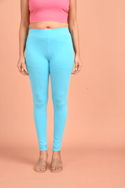 CHEMOX | 234 | Aqua Blue Cotton Lycra Ankle Length Legging 180gsm