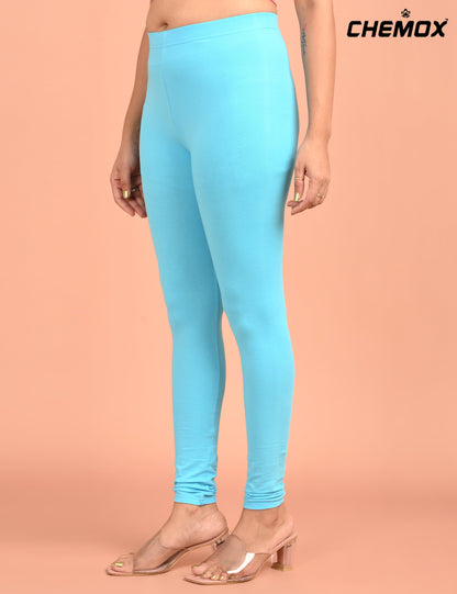 CHEMOX | 234 | Aqua Blue Cotton Lycra Ankle Length Legging 180gsm