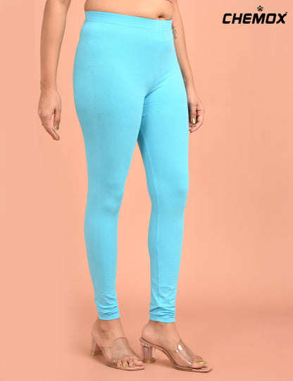CHEMOX | 234 | Aqua Blue Cotton Lycra Ankle Length Legging 180gsm