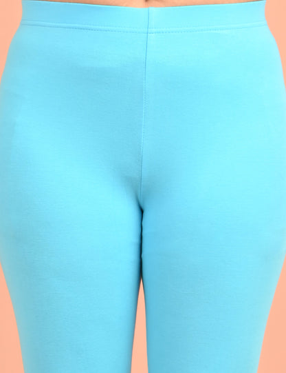 CHEMOX | 234 | Aqua Blue Cotton Lycra Ankle Length Legging 180gsm