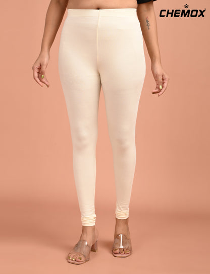 CHEMOX | 238 | Half White Cotton Lycra Ankle Length Legging 180gsm