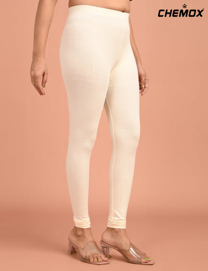 CHEMOX | 238 | Half White Cotton Lycra Ankle Length Legging 180gsm