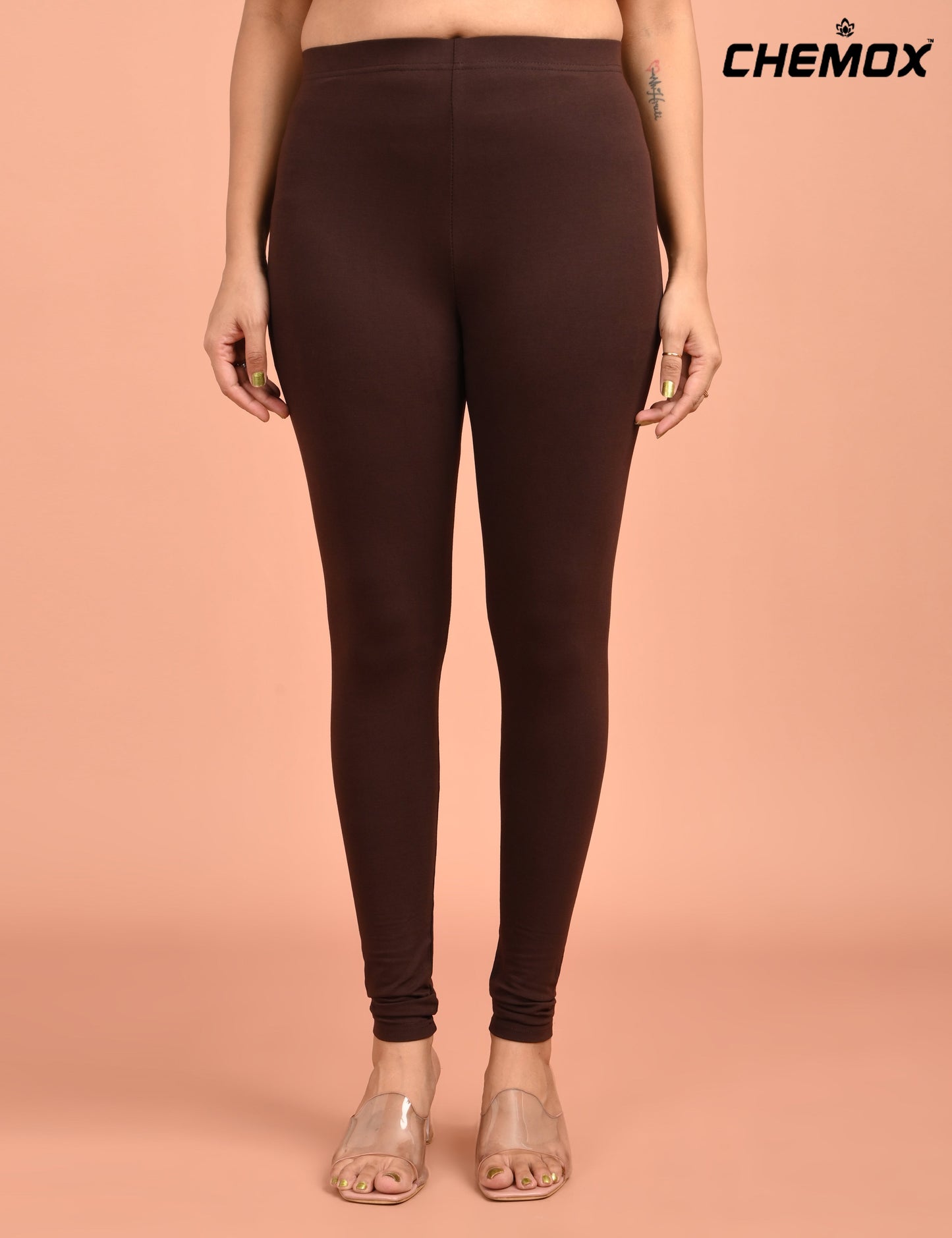CHEMOX | 258 | Brown Cotton Lycra Ankle Length Legging 180gsm
