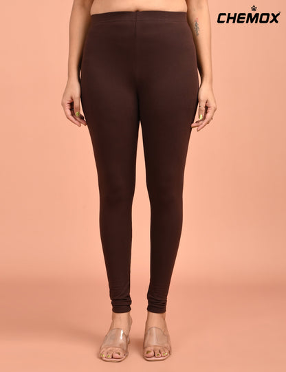 CHEMOX | 258 | Brown Cotton Lycra Ankle Length Legging 180gsm