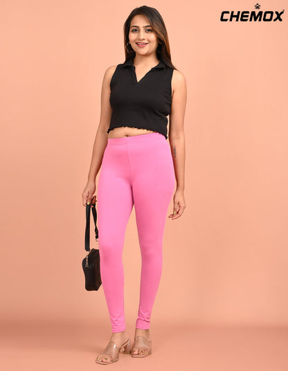 CHEMOX | 259 | Taffy Pink Cotton Lycra Ankle Length Legging 180gsm
