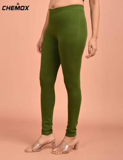 CHEMOX | 262 | Forest Green Cotton Lycra Ankle Length Legging 180gsm