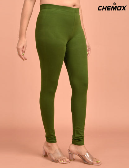 CHEMOX | 262 | Forest Green Cotton Lycra Ankle Length Legging 180gsm