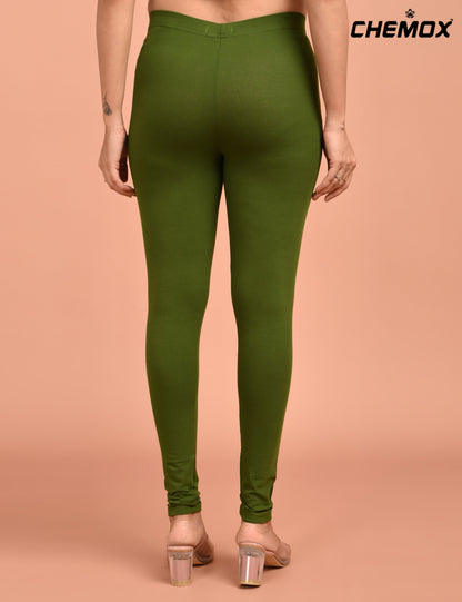 CHEMOX | 262 | Forest Green Cotton Lycra Ankle Length Legging 180gsm