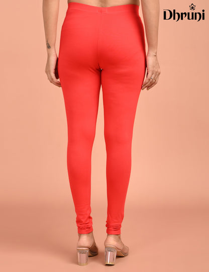 DHRUNI | 125 | Red Cotton Lycra Ankle Length Legging 220gsm