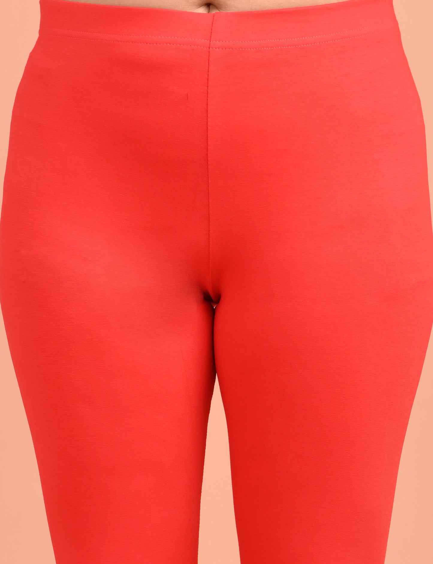 DHRUNI | 125 | Red Cotton Lycra Ankle Length Legging 220gsm