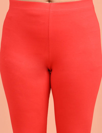 DHRUNI | 125 | Red Cotton Lycra Ankle Length Legging 220gsm