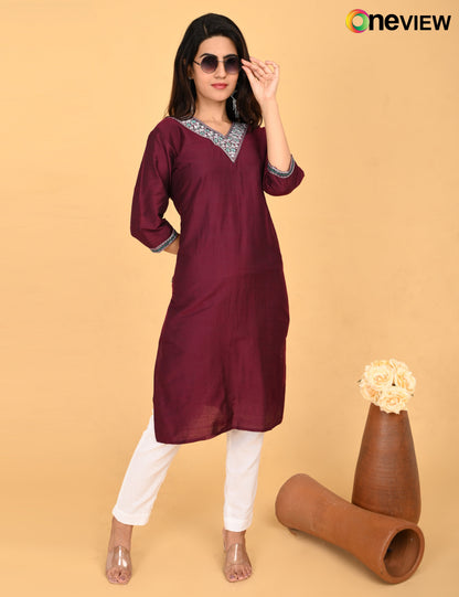 ONVIEW | 1090 | V NECK EMBROIDERY