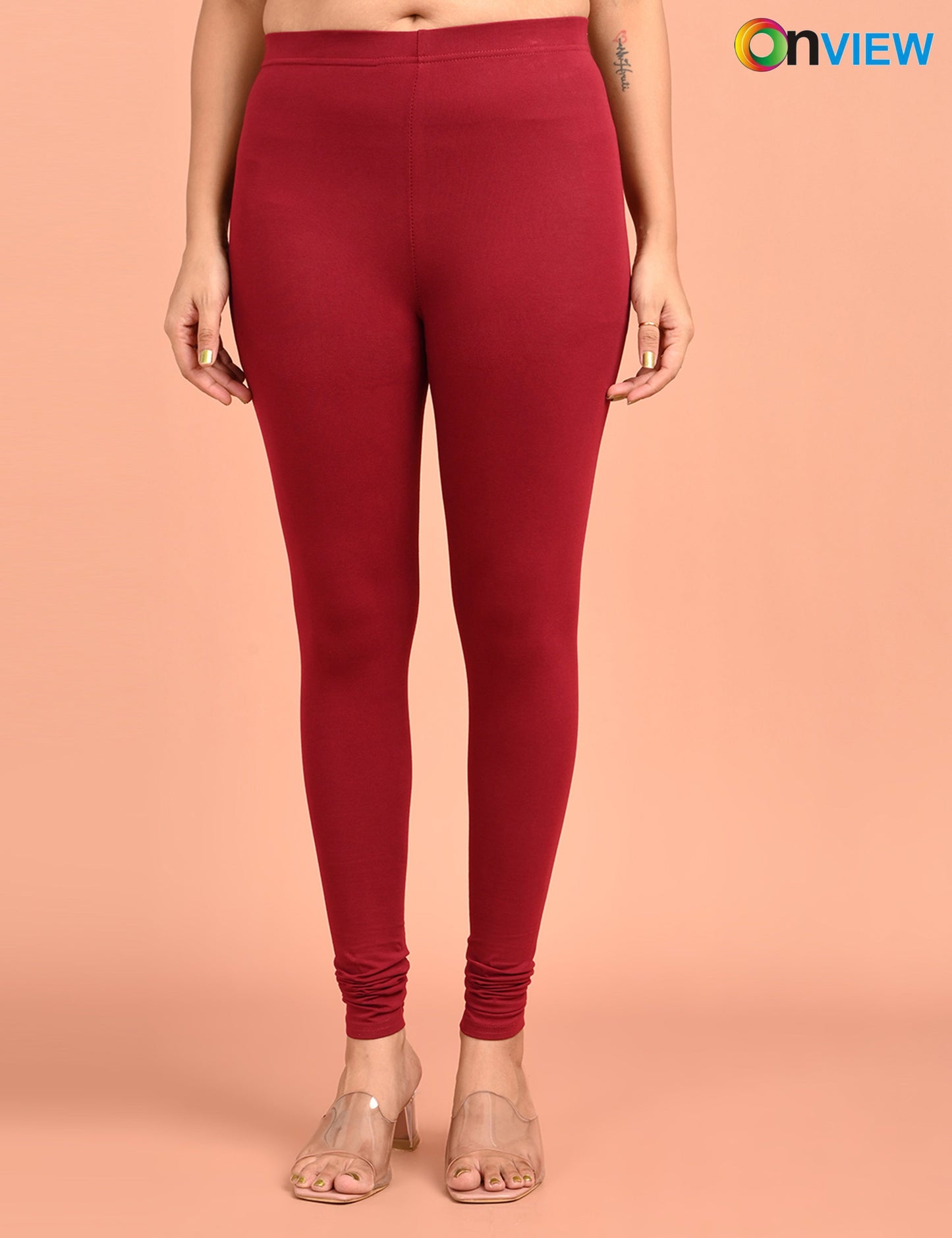 ONVIEW | 002 | Maroon Cotton Lycra Ankle Length Legging 220gsm