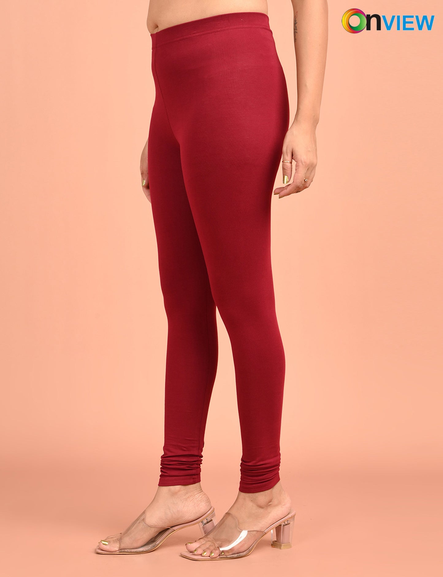 ONVIEW | 002 | Maroon Cotton Lycra Ankle Length Legging 220gsm