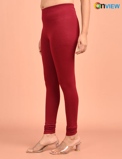 ONVIEW | 002 | Maroon Cotton Lycra Ankle Length Legging 220gsm