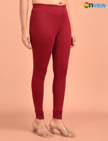 ONVIEW | 002 | Maroon Cotton Lycra Ankle Length Legging 220gsm