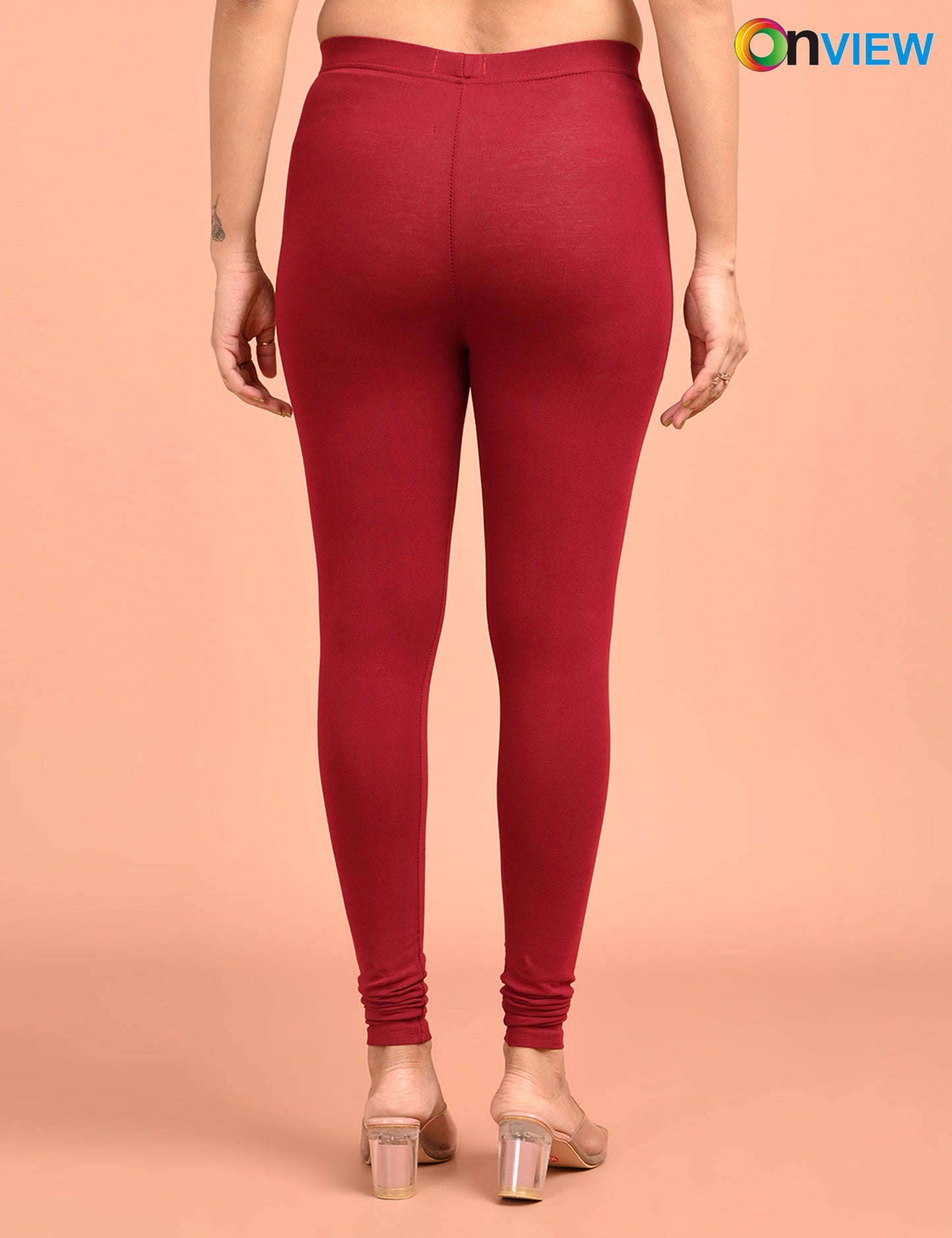 ONVIEW | 002 | Maroon Cotton Lycra Ankle Length Legging 220gsm