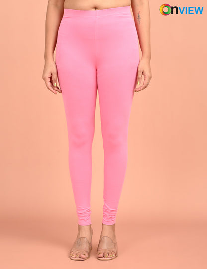 ONVIEW | 006 | Pink Cotton Lycra Ankle Length Legging 220gsm