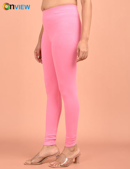 ONVIEW | 006 | Pink Cotton Lycra Ankle Length Legging 220gsm
