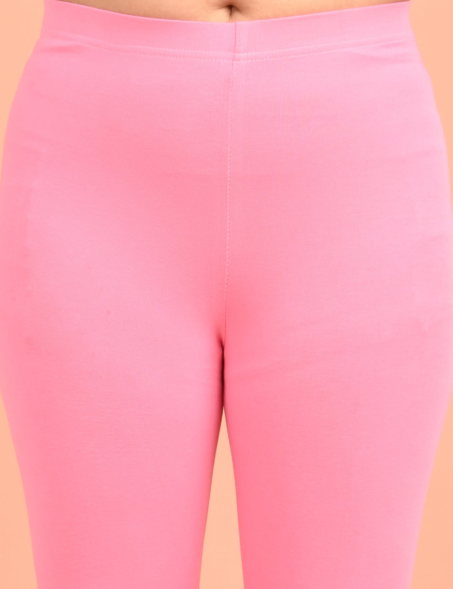 ONVIEW | 006 | Pink Cotton Lycra Ankle Length Legging 220gsm