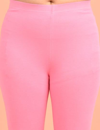 ONVIEW | 006 | Pink Cotton Lycra Ankle Length Legging 220gsm