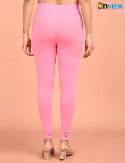 ONVIEW | 006 | Pink Cotton Lycra Ankle Length Legging 220gsm
