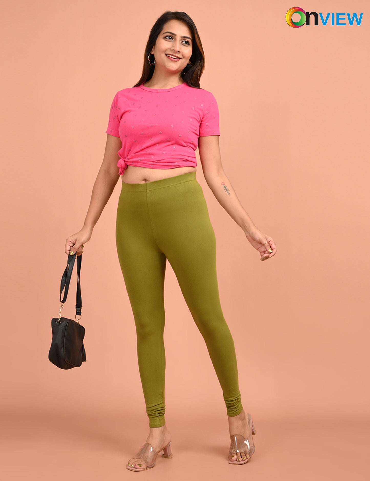 ONVIEW | 007 | Dark Mehndi Cotton Lycra Ankle Length Legging 220gsm