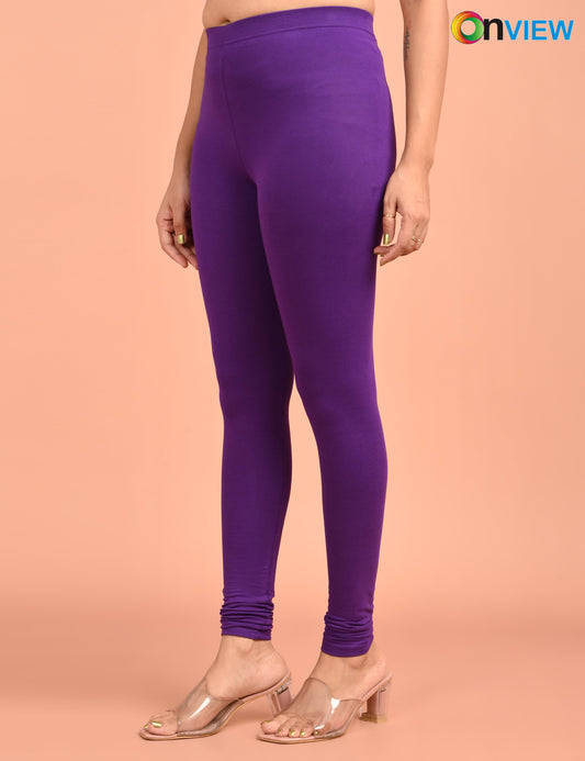 ONVIEW | 010 | Purple Cotton Lycra Ankle Length Legging 220gsm