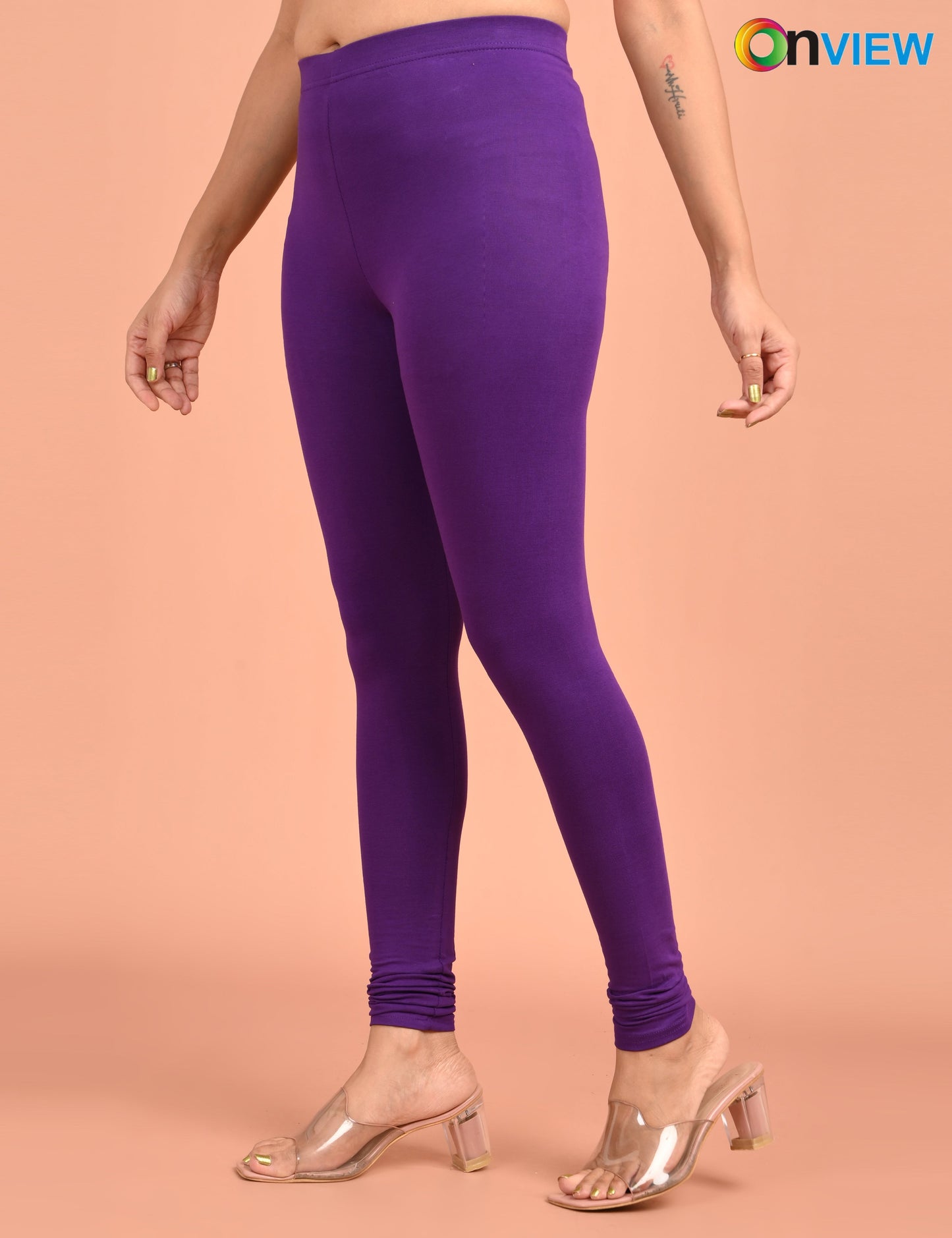 ONVIEW | 010 | Purple Cotton Lycra Ankle Length Legging 220gsm