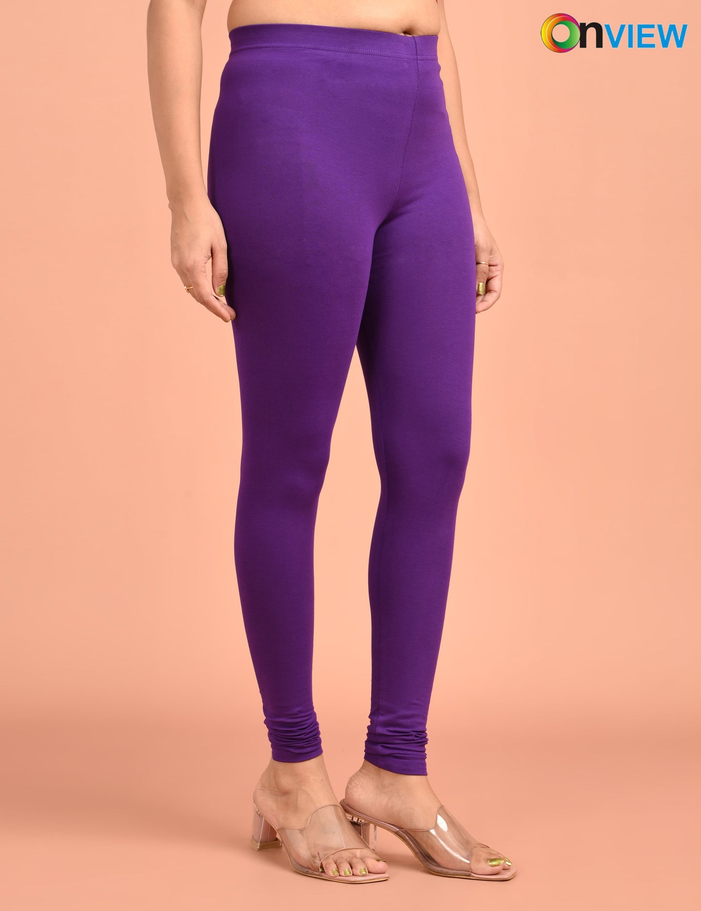 ONVIEW | 010 | Purple Cotton Lycra Ankle Length Legging 220gsm
