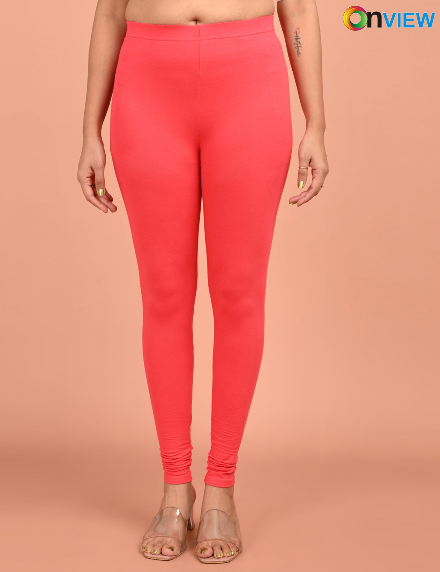 ONVIEW | 011 | Coral Cotton Lycra Ankle Length Legging 220gsm