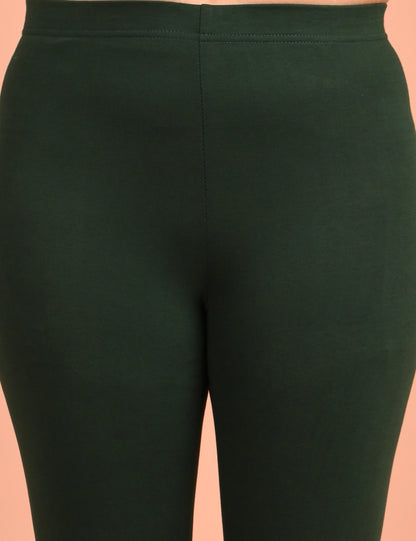 ONVIEW | 012 | Bottle Green Cotton Lycra Ankle Length Legging 220gsm