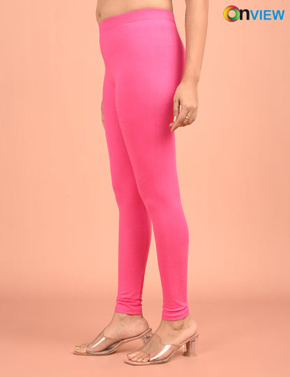 ONVIEW | 013 | Fuchsia Pink Cotton Lycra Ankle Length Legging 220gsm