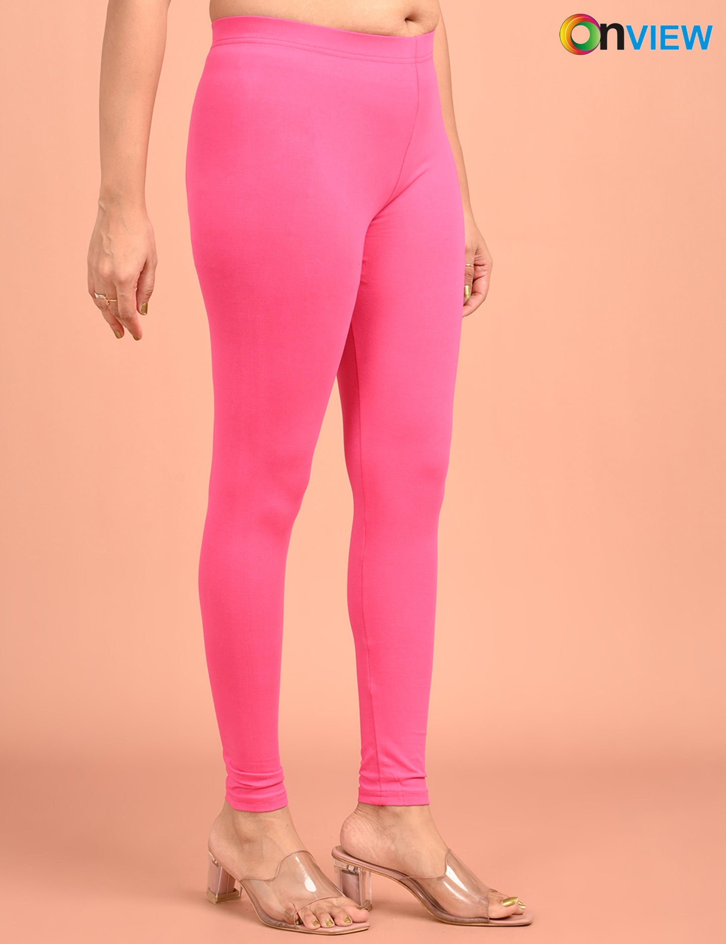 ONVIEW | 013 | Fuchsia Pink Cotton Lycra Ankle Length Legging 220gsm