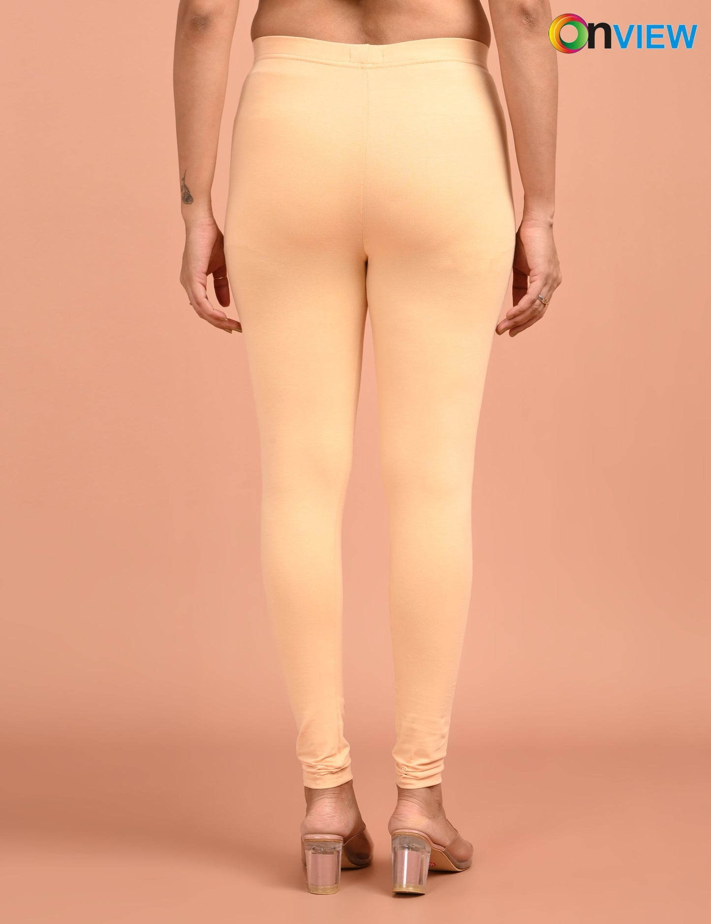 ONVIEW | 014 | Beige Cotton Lycra Ankle Length Legging 220gsm