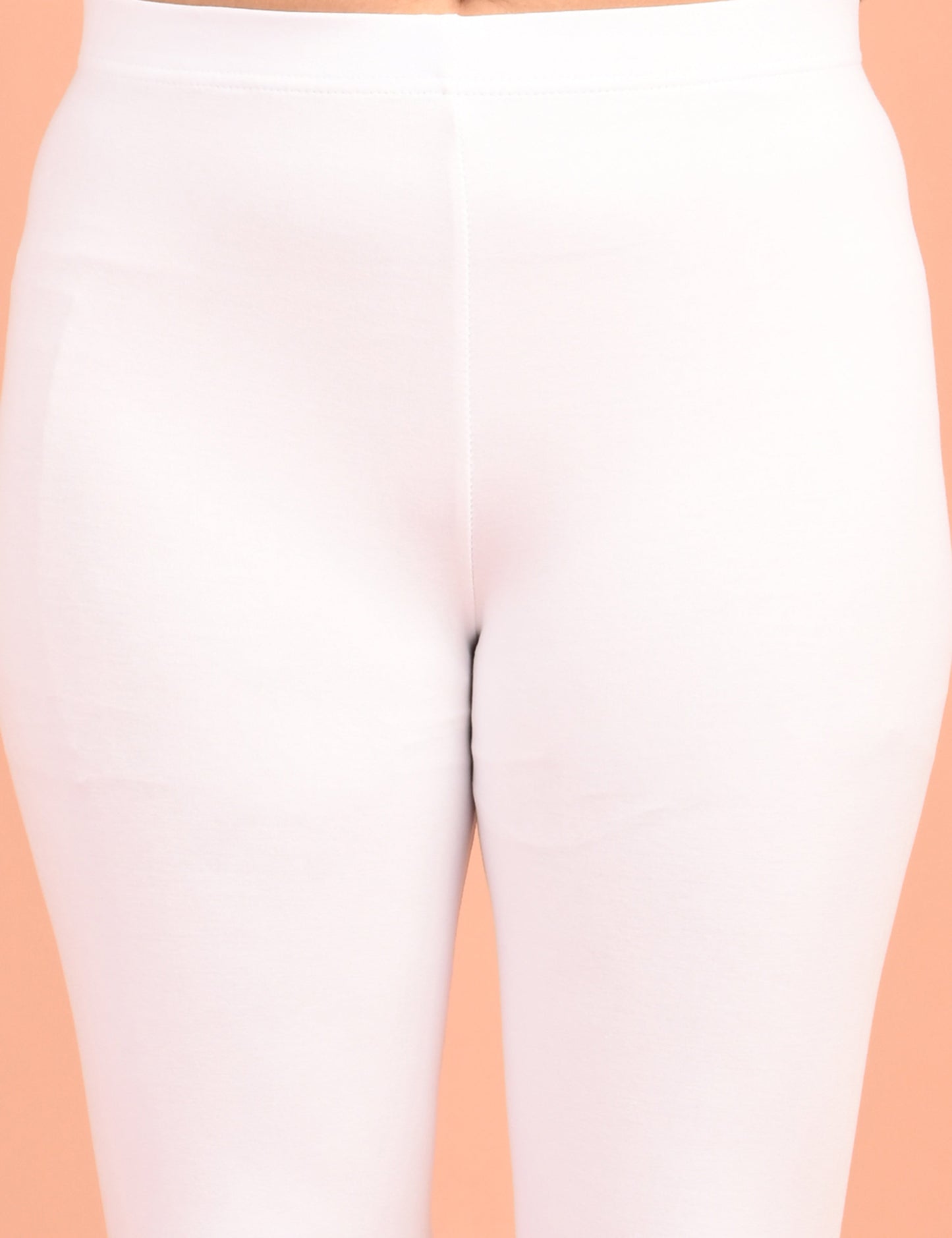 ONVIEW | 017 | White Cotton Lycra Ankle Length Legging 220gsm