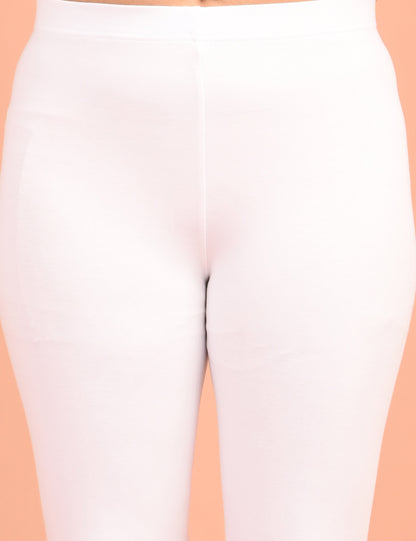ONVIEW | 017 | White Cotton Lycra Ankle Length Legging 220gsm