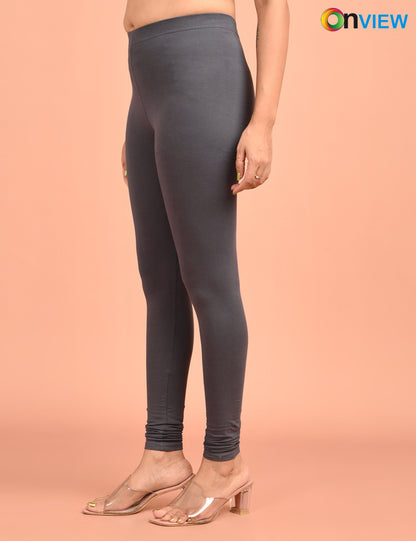 ONVIEW | 018 | E Grey Cotton Lycra Ankle Length Legging 220gsm