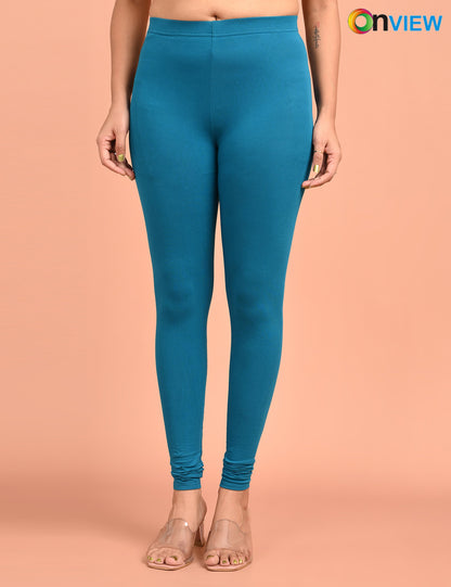 ONVIEW | 021 | Petrol Blue Cotton Lycra Ankle Length Legging 220gsm
