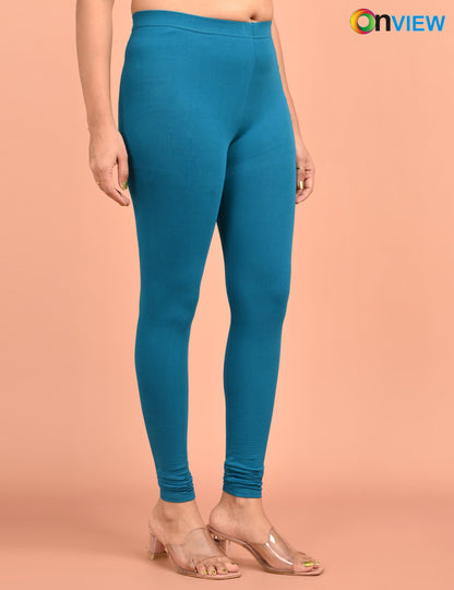 ONVIEW | 021 | Petrol Blue Cotton Lycra Ankle Length Legging 220gsm