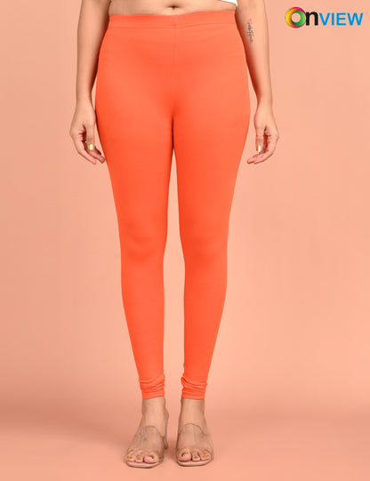 ONVIEW | 022 | Orange Cotton Lycra Ankle Length Legging 220gsm