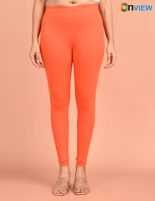 ONVIEW | 022 | Orange Cotton Lycra Ankle Length Legging 220gsm