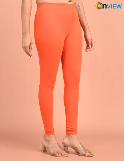 ONVIEW | 022 | Orange Cotton Lycra Ankle Length Legging 220gsm