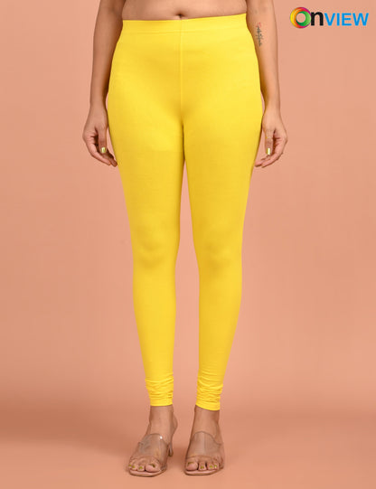 ONVIEW | 023 | Lemon Yellow Cotton Lycra Ankle Length Legging 220gsm