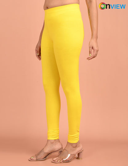 ONVIEW | 023 | Lemon Yellow Cotton Lycra Ankle Length Legging 220gsm