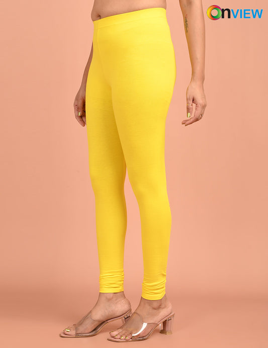 ONVIEW | 023 | Lemon Yellow Cotton Lycra Ankle Length Legging 220gsm