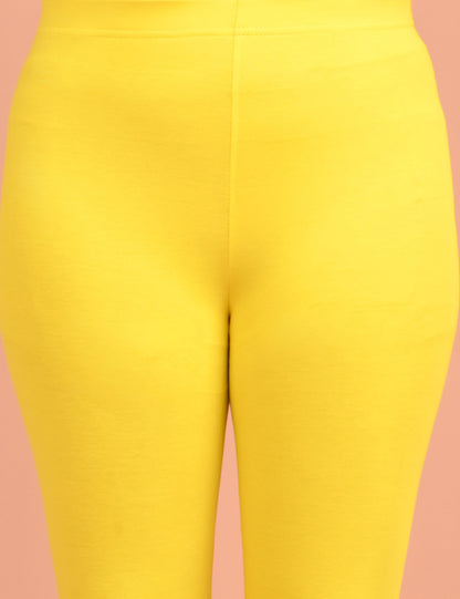 ONVIEW | 023 | Lemon Yellow Cotton Lycra Ankle Length Legging 220gsm
