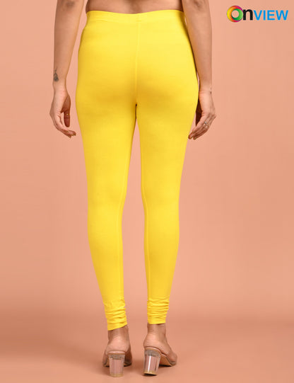 ONVIEW | 023 | Lemon Yellow Cotton Lycra Ankle Length Legging 220gsm