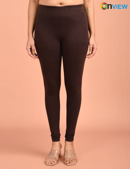 ONVIEW | 024 | Coffee Brown Cotton Lycra Ankle Length Legging 220gsm