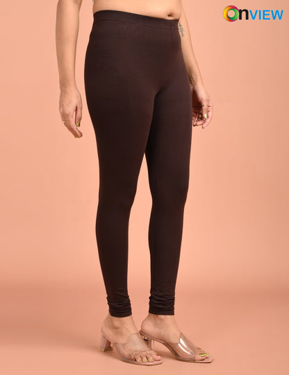 ONVIEW | 024 | Coffee Brown Cotton Lycra Ankle Length Legging 220gsm